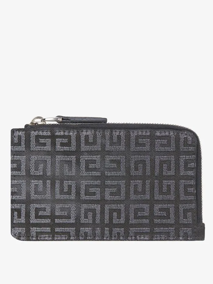Givenchy GCut Zipped Cardholder In 4G Lurex And Leather Dark Grey Women Wallets and Card Holders Givenchy GCut Zipped Cardholder In 4G Lurex And Leather Dark Grey Women Wallets and Card Holders