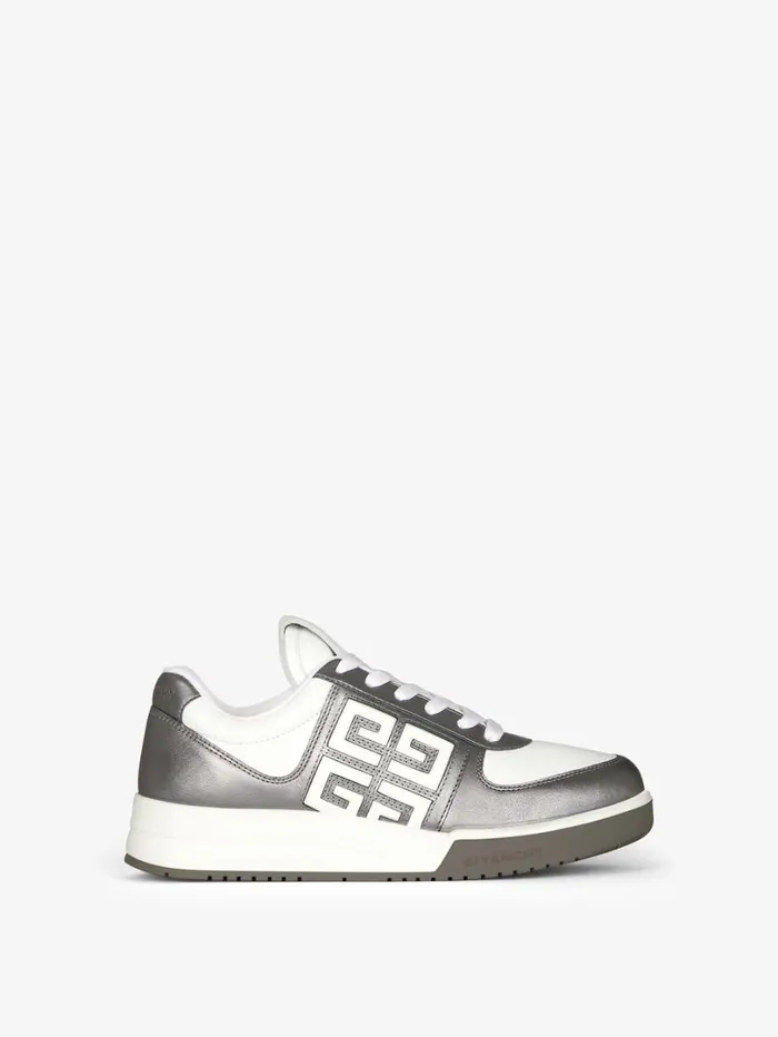 Givenchy G4 Sneakers In Laminated Leather Whitesilvery Women Sneakers