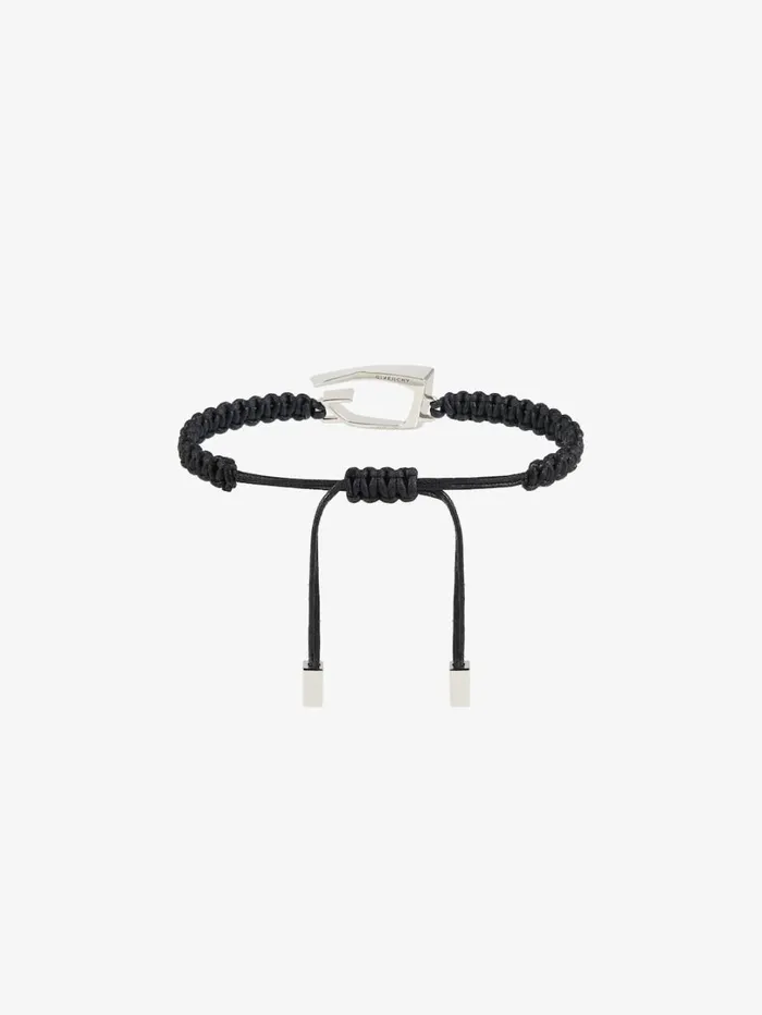 Givenchy Giv Cut Bracelet In Woven Cotton And Metal Blacksilvery Men Jewelry Givenchy Giv Cut Bracelet In Woven Cotton And Metal Blacksilvery Men Jewelry