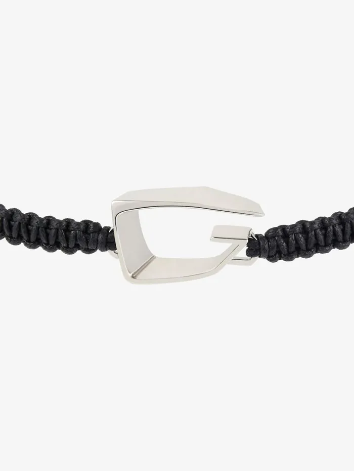 Givenchy Giv Cut Bracelet In Woven Cotton And Metal Blacksilvery Men Jewelry Givenchy Giv Cut Bracelet In Woven Cotton And Metal Blacksilvery Men Jewelry