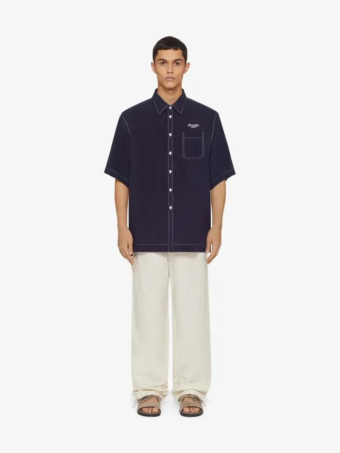 Givenchy GIVENCHY 1952 Shirt In Linen Navy Men Shirts