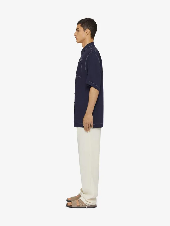Givenchy GIVENCHY 1952 Shirt In Linen Navy Men Shirts