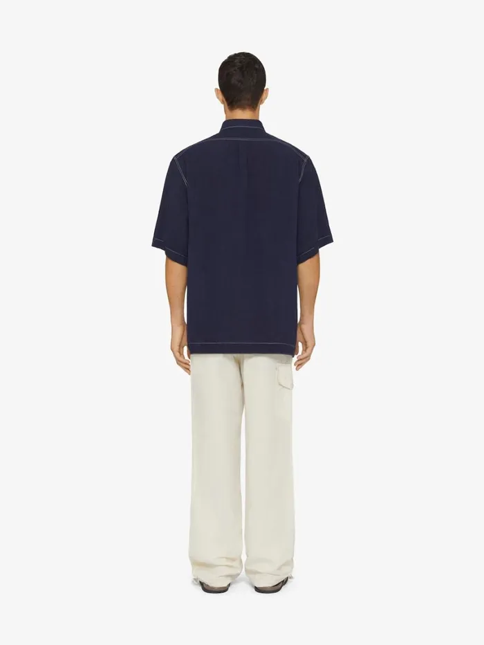 Givenchy GIVENCHY 1952 Shirt In Linen Navy Men Shirts