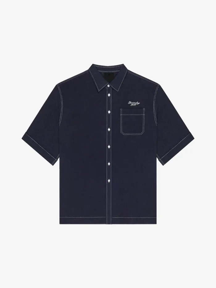 Givenchy GIVENCHY 1952 Shirt In Linen Navy Men Shirts