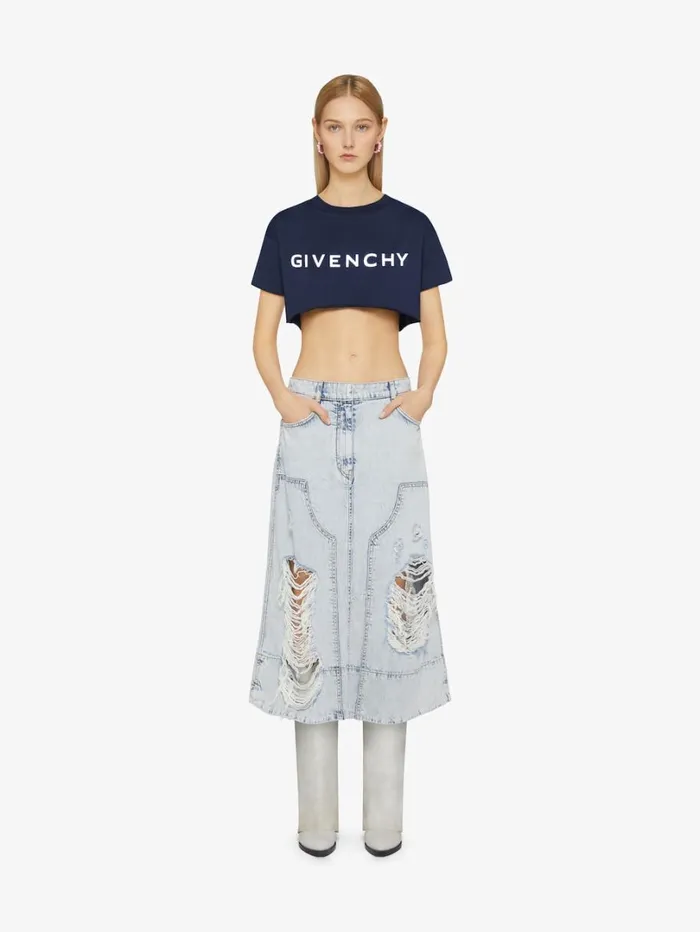 Givenchy GIVENCHY Archetype Cropped Tshirt In Cotton Dark Navy Women TShirts