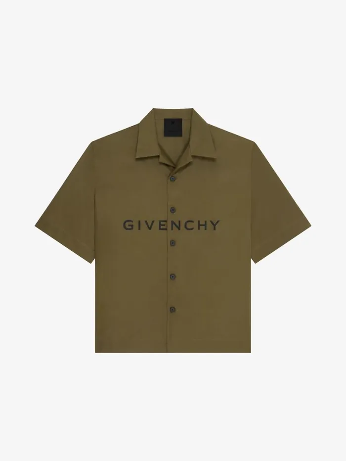 Givenchy GIVENCHY Boxy Fit Hawaiian Shirt In Poplin Khakiblack Men Shirts