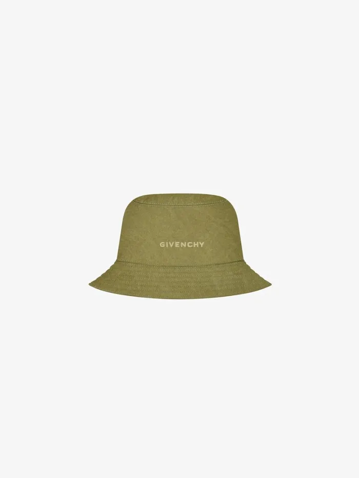 Givenchy GIVENCHY Bucket Hat In Canvas Khaki Men Beanies and Caps