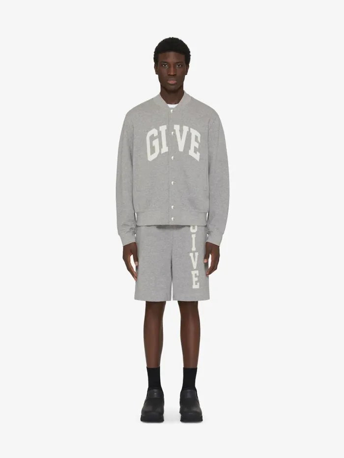 Givenchy GIVENCHY College Bermuda Shorts In Fleece Light Grey Melange Men Pants and Shorts