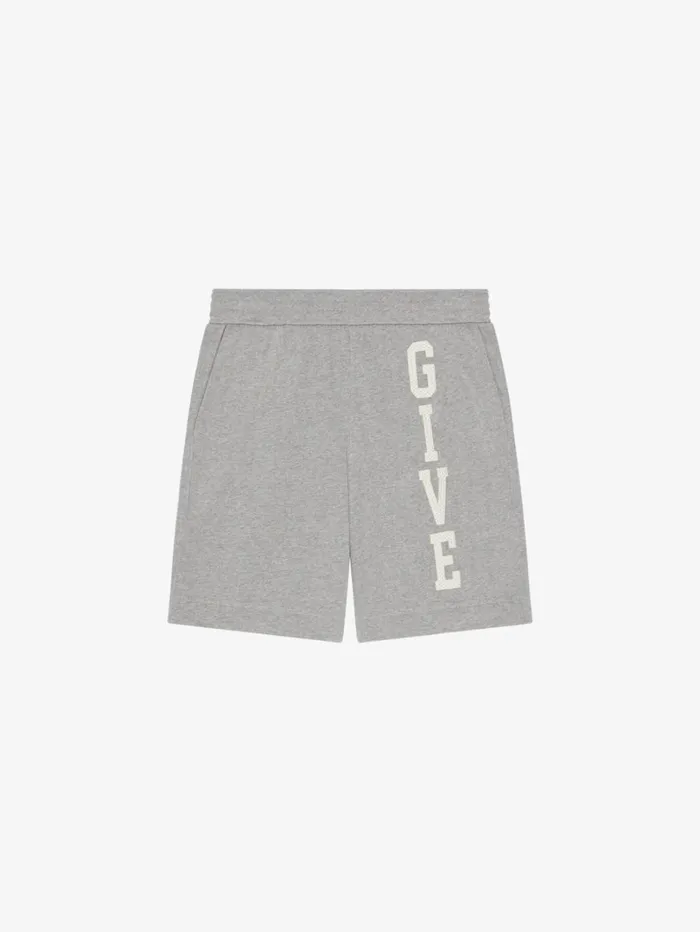 Givenchy GIVENCHY College Bermuda Shorts In Fleece Light Grey Melange Men Pants and Shorts