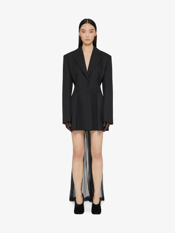 Givenchy Jacket In Tricotine Wool With Satin Collar Black Women Coats and Jackets Givenchy Jacket In Tricotine Wool With Satin Collar Black Women Coats and Jackets