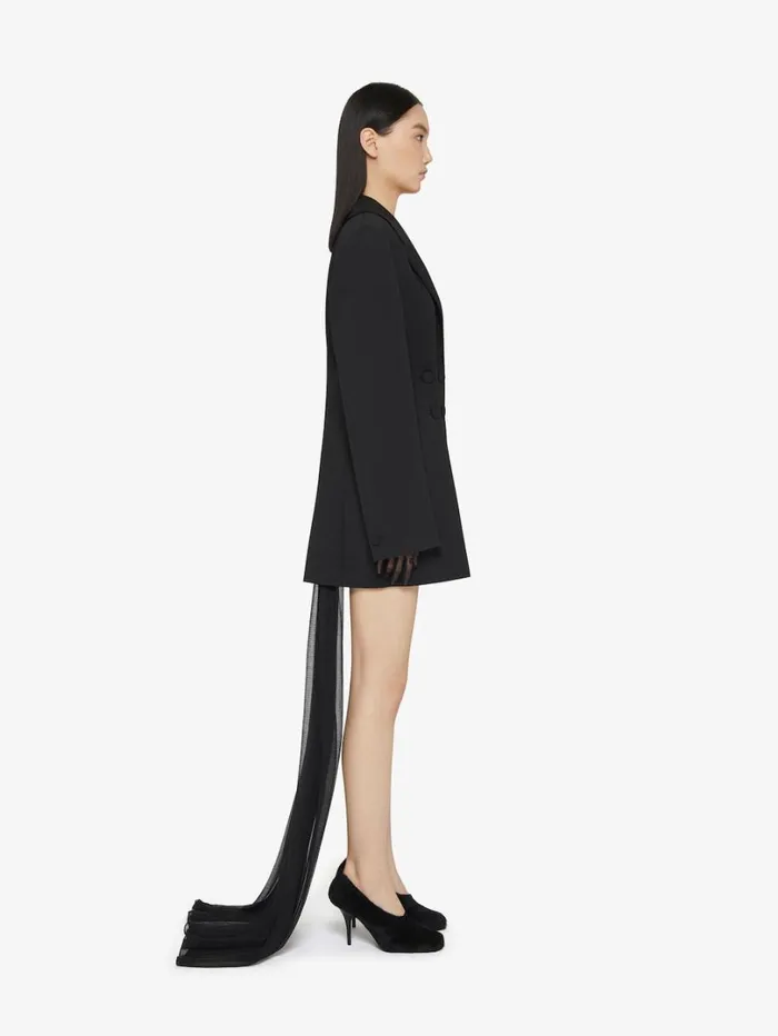 Givenchy Jacket In Tricotine Wool With Satin Collar Black Women Coats and Jackets