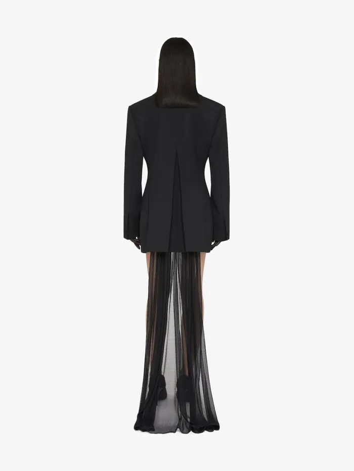 Givenchy Jacket In Tricotine Wool With Satin Collar Black Women Coats and Jackets