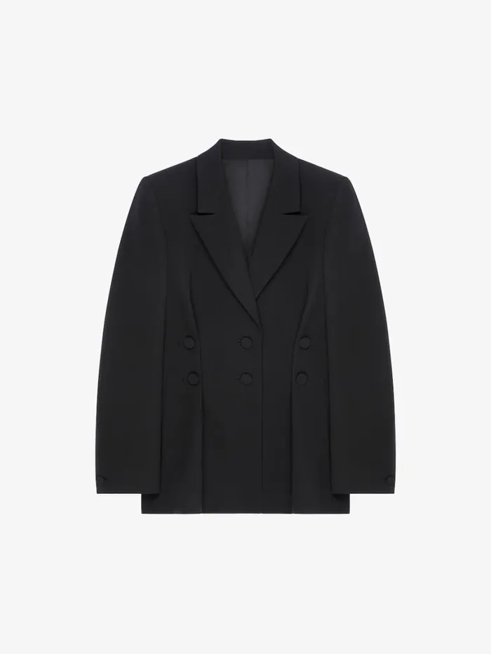 Givenchy Jacket In Tricotine Wool With Satin Collar Black Women Coats and Jackets