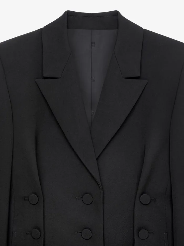 Givenchy Jacket In Tricotine Wool With Satin Collar Black Women Coats and Jackets