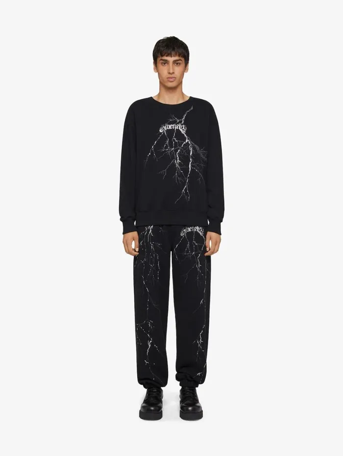 Givenchy Jogger Pants In Fleece With Reflective Artwork Black Men Pants and Shorts