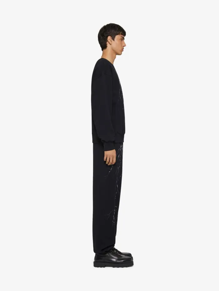 Givenchy Jogger Pants In Fleece With Reflective Artwork Black Men Pants and Shorts