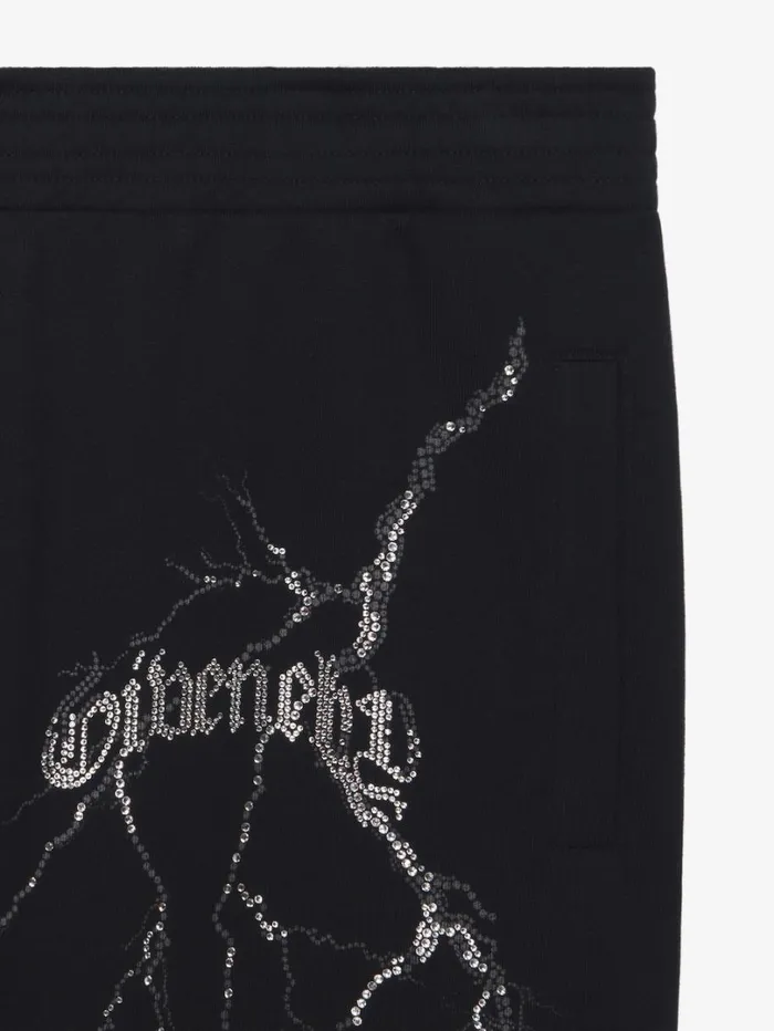 Givenchy Jogger Pants In Fleece With Reflective Artwork Black Men Pants and Shorts