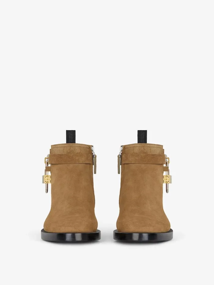 Givenchy Lock Ankle Boots In Suede Light Brown Men Boots and Loafers Givenchy Lock Ankle Boots In Suede Light Brown Men Boots and Loafers