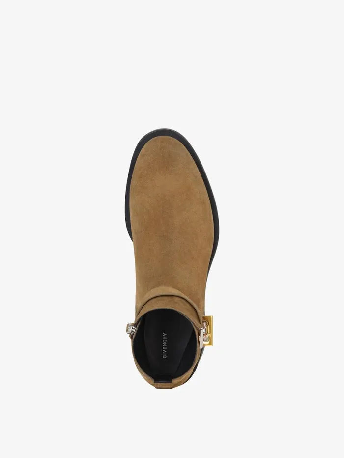 Givenchy Lock Ankle Boots In Suede Light Brown Men Boots and Loafers Givenchy Lock Ankle Boots In Suede Light Brown Men Boots and Loafers
