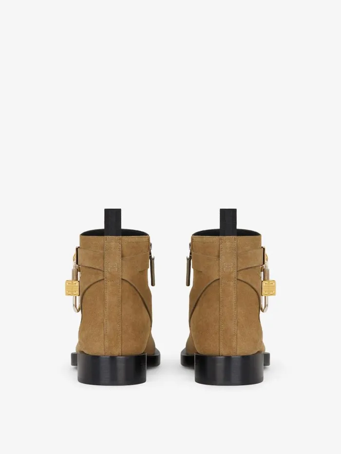 Givenchy Lock Ankle Boots In Suede Light Brown Men Boots and Loafers Givenchy Lock Ankle Boots In Suede Light Brown Men Boots and Loafers