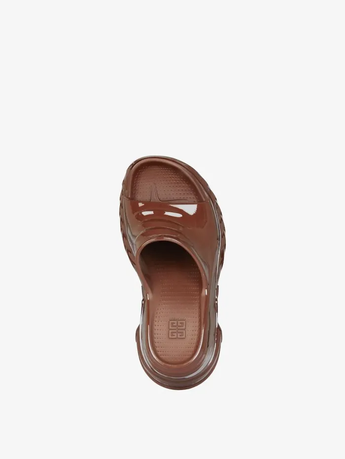 Givenchy Marshmallow Wedge Sandals In Rubber Chocolate Women Shark Lock Givenchy Marshmallow Wedge Sandals In Rubber Chocolate Women Shark Lock