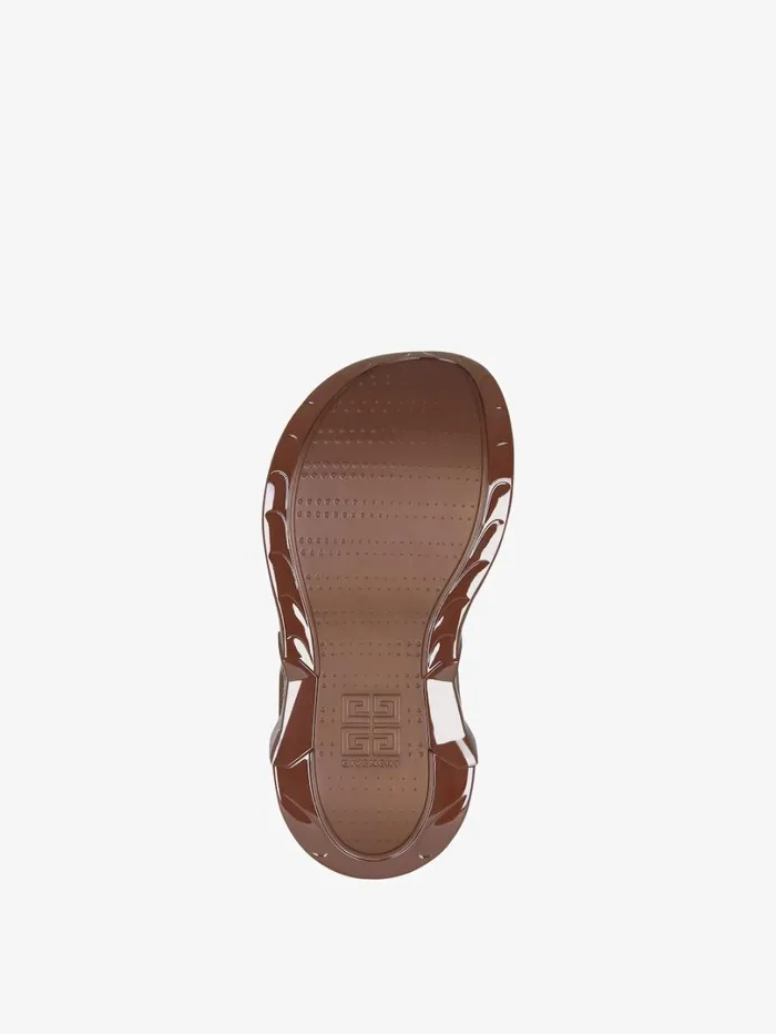 Givenchy Marshmallow Wedge Sandals In Rubber Chocolate Women Shark Lock Givenchy Marshmallow Wedge Sandals In Rubber Chocolate Women Shark Lock