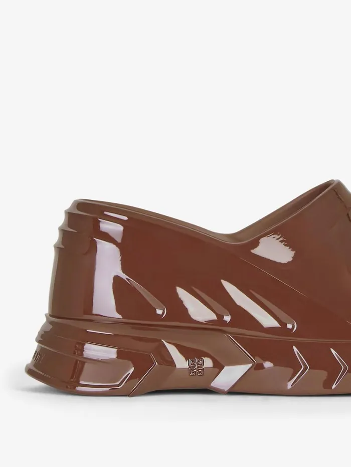 Givenchy Marshmallow Wedge Sandals In Rubber Chocolate Women Shark Lock Givenchy Marshmallow Wedge Sandals In Rubber Chocolate Women Shark Lock