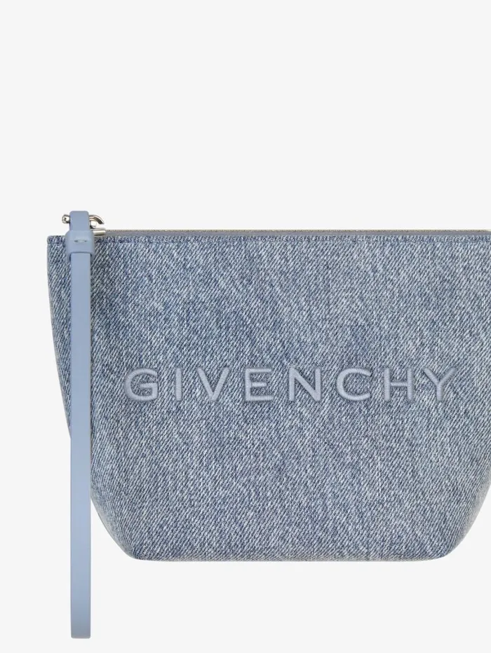 Givenchy Mini GIVENCHY Pouch In Denim Medium Blue Women Wallets and Card Holders Givenchy Mini GIVENCHY Pouch In Denim Medium Blue Women Wallets and Card Holders