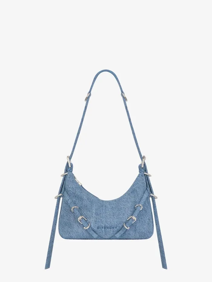 Givenchy Mini Voyou Bag In Denim Medium Blue Women Crossbody Bags