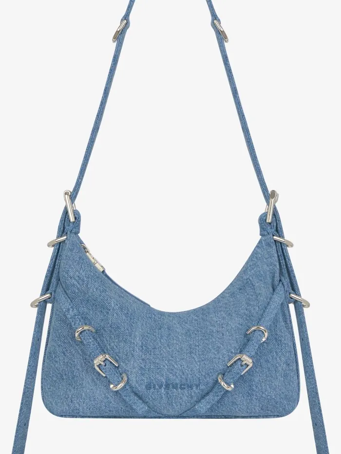 Givenchy Mini Voyou Bag In Denim Medium Blue Women Crossbody Bags