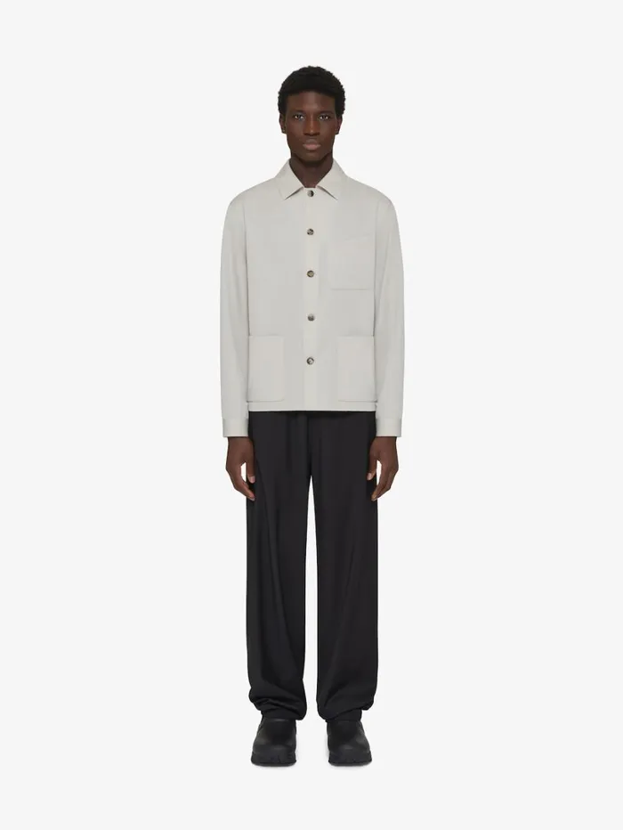 Givenchy Overshirt In Double Face Wool Cloud Grey Men Shirts