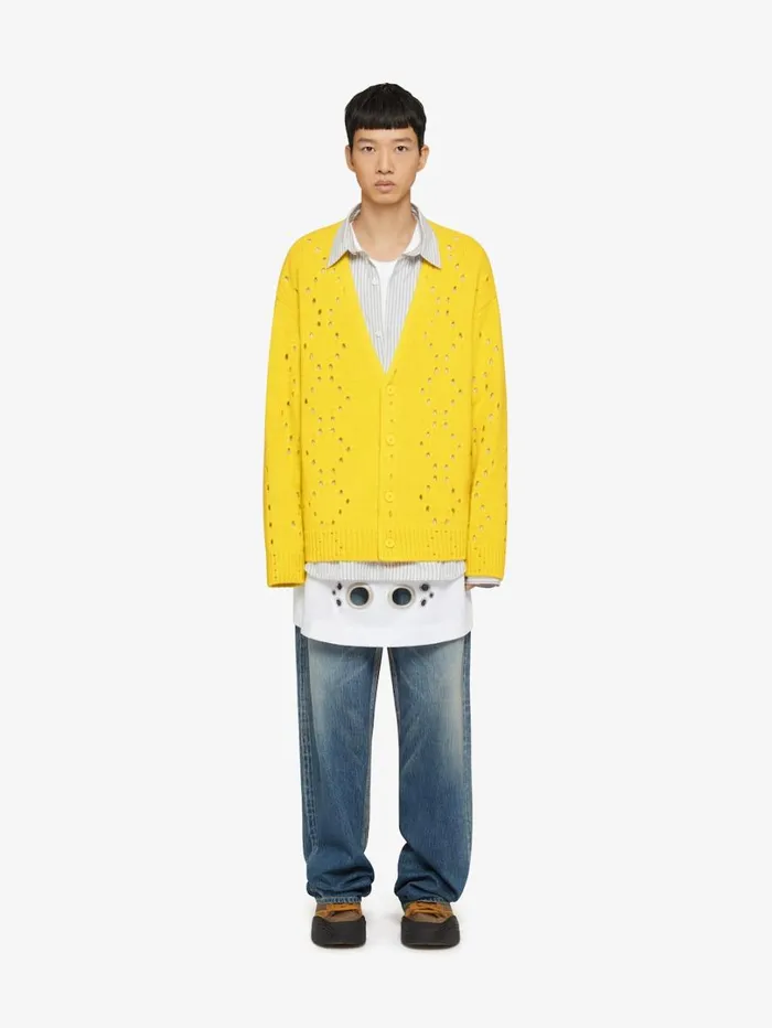Givenchy Oversized Cardigan In Wool Sunflower Men Knitwear