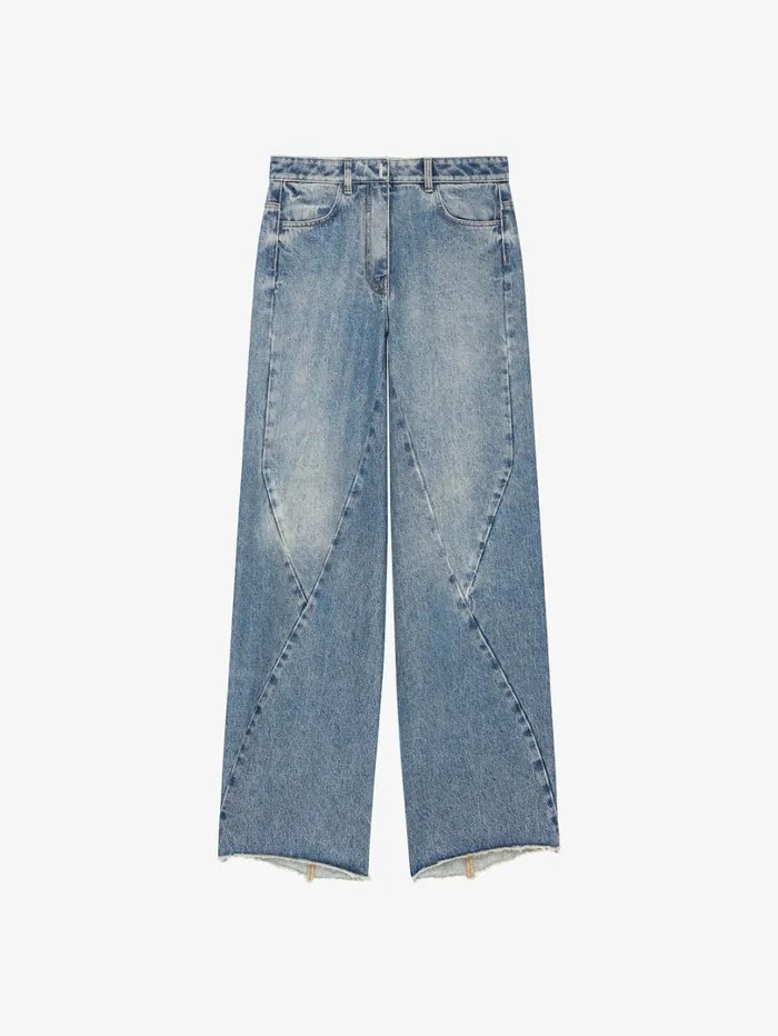 Givenchy Oversized Jeans In Denim With Stitching Details Medium Blue Women Pants and Shorts