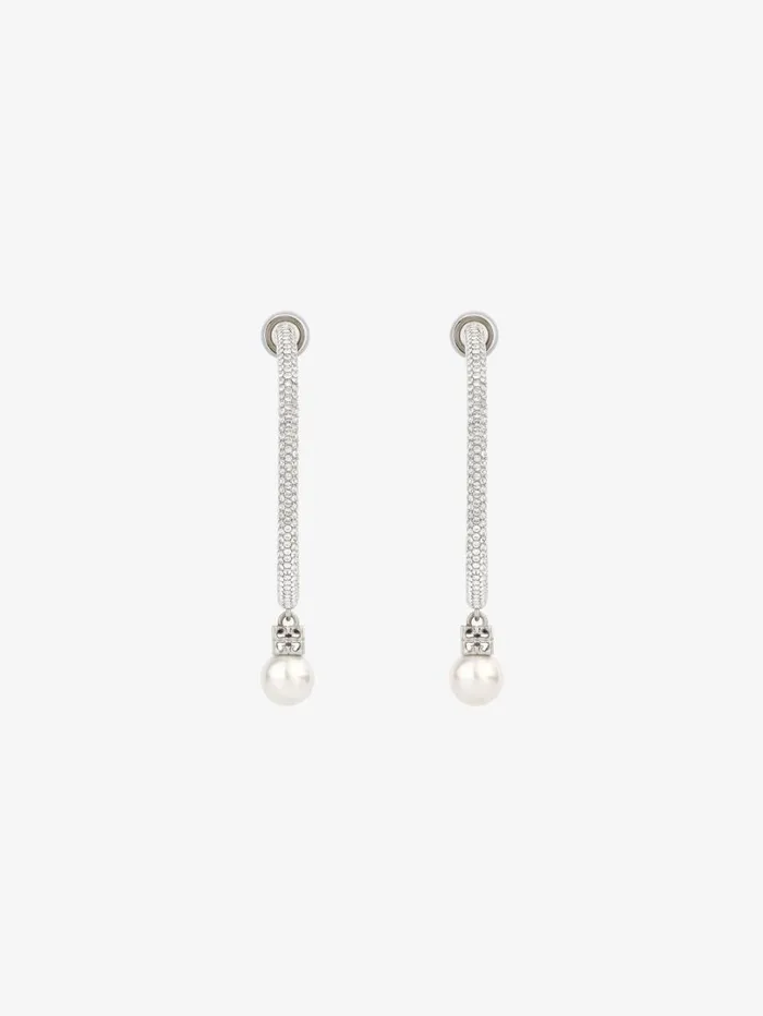 Givenchy Pearl Earrings In Metal With Crystals Whitesilvery Women Jewelry