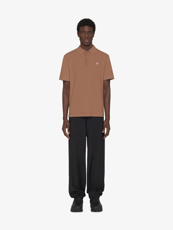 Givenchy Polo In Cotton With 4G Detail Beigewhite Men TShirts