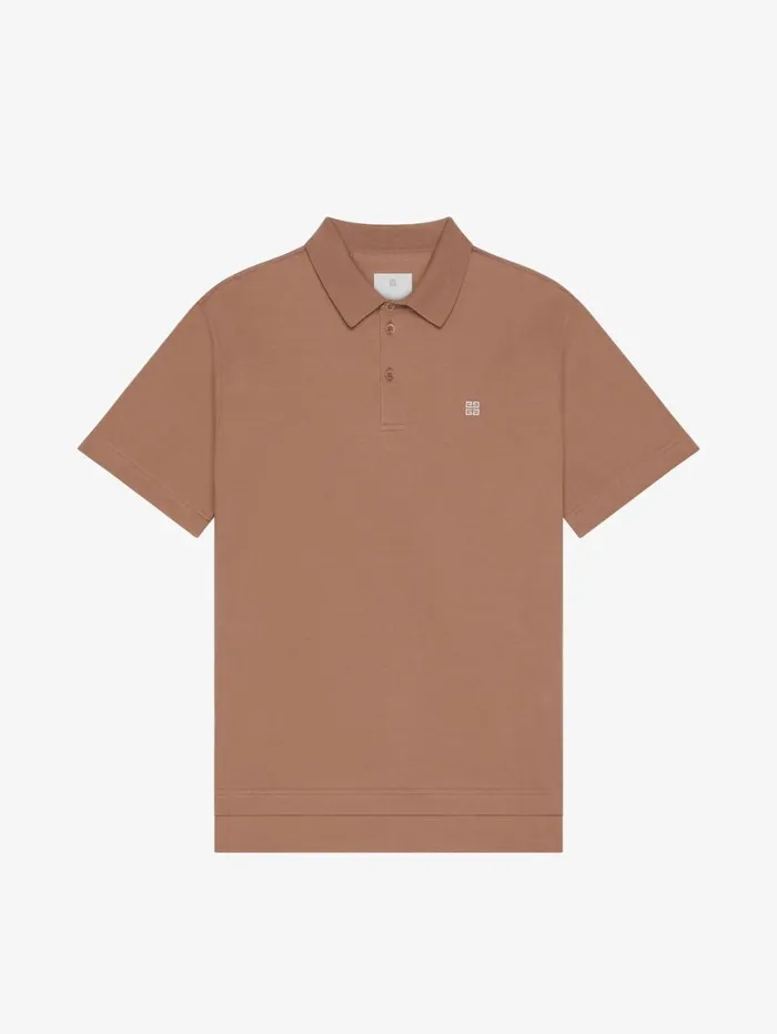 Givenchy Polo In Cotton With 4G Detail Beigewhite Men TShirts