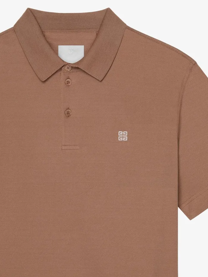 Givenchy Polo In Cotton With 4G Detail Beigewhite Men TShirts