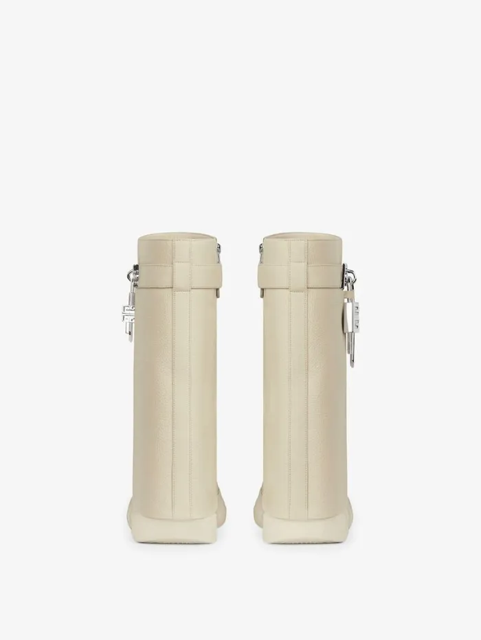 Givenchy Shark Lock Biker Ankle Boots In Grained Leather Beige Women Shark Lock Givenchy Shark Lock Biker Ankle Boots In Grained Leather Beige Women Shark Lock