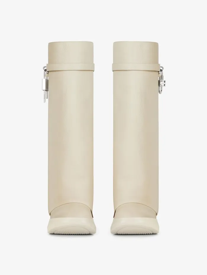 Givenchy Shark Lock Biker Boots In Grained Leather Beige Women Shark Lock Givenchy Shark Lock Biker Boots In Grained Leather Beige Women Shark Lock