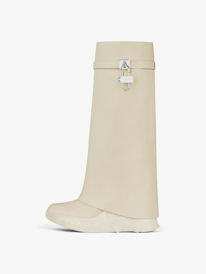 Givenchy Shark Lock Biker Boots In Grained Leather Beige Women Shark Lock Givenchy Shark Lock Biker Boots In Grained Leather Beige Women Shark Lock
