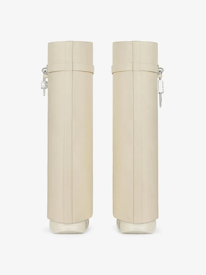Givenchy Shark Lock Biker Boots In Grained Leather Beige Women Shark Lock Givenchy Shark Lock Biker Boots In Grained Leather Beige Women Shark Lock