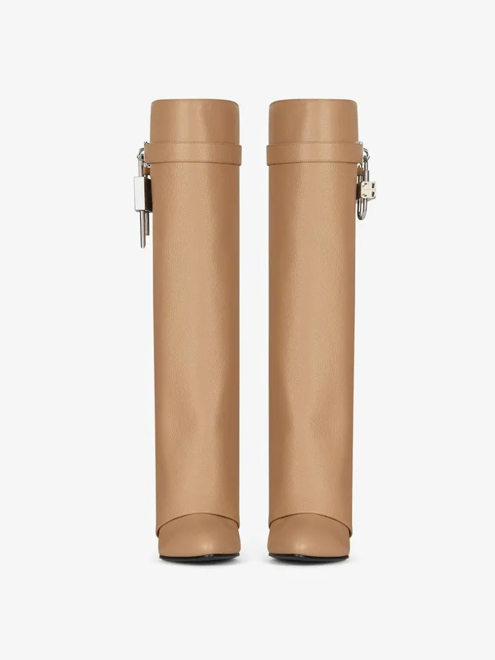 Givenchy Shark Lock Boots In Grained Leather Beige Women Shark Lock Givenchy Shark Lock Boots In Grained Leather Beige Women Shark Lock