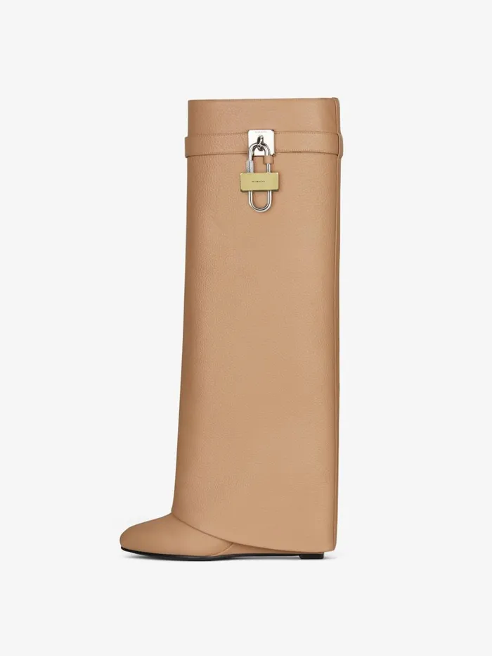 Givenchy Shark Lock Boots In Grained Leather Beige Women Shark Lock Givenchy Shark Lock Boots In Grained Leather Beige Women Shark Lock