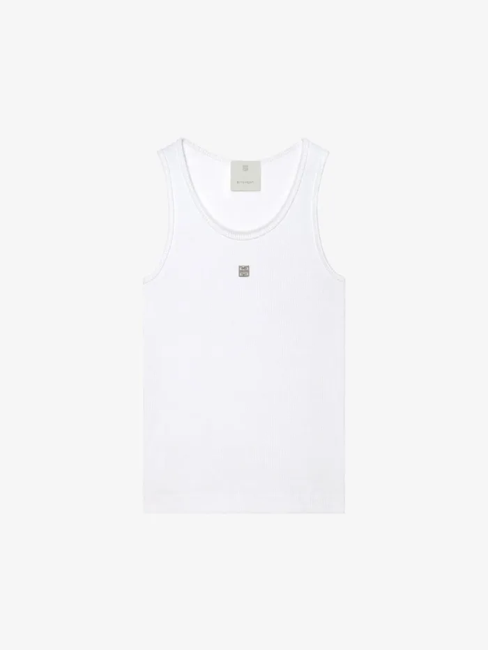 Givenchy Slim Fit Tank Top In Cotton With 4G Detail White Women TShirts