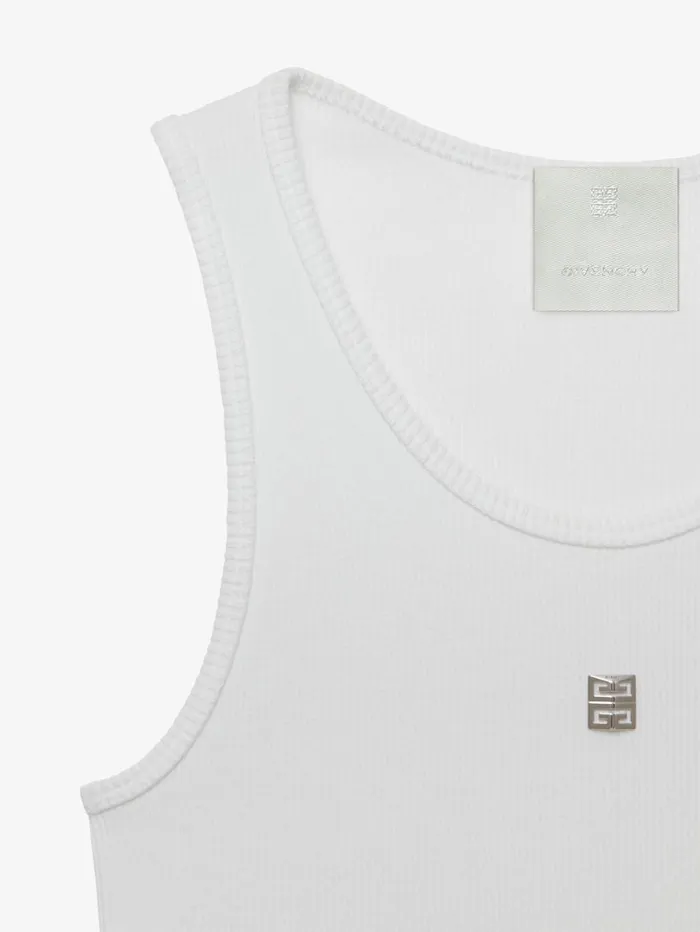 Givenchy Slim Fit Tank Top In Cotton With 4G Detail White Women TShirts