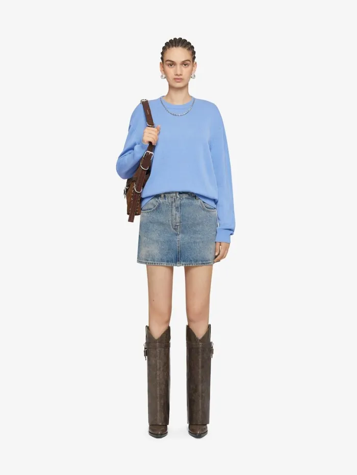 Givenchy Sweater In Cashmere With Chain Detail Cornflower Women Knitwear