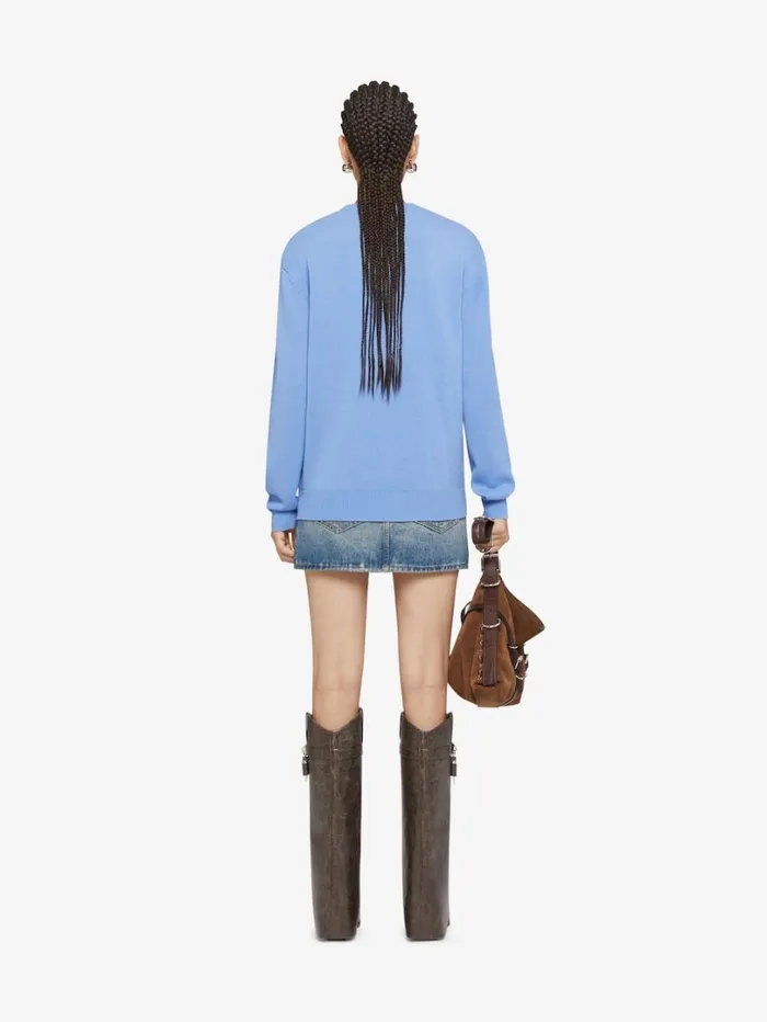Givenchy Sweater In Cashmere With Chain Detail Cornflower Women Knitwear