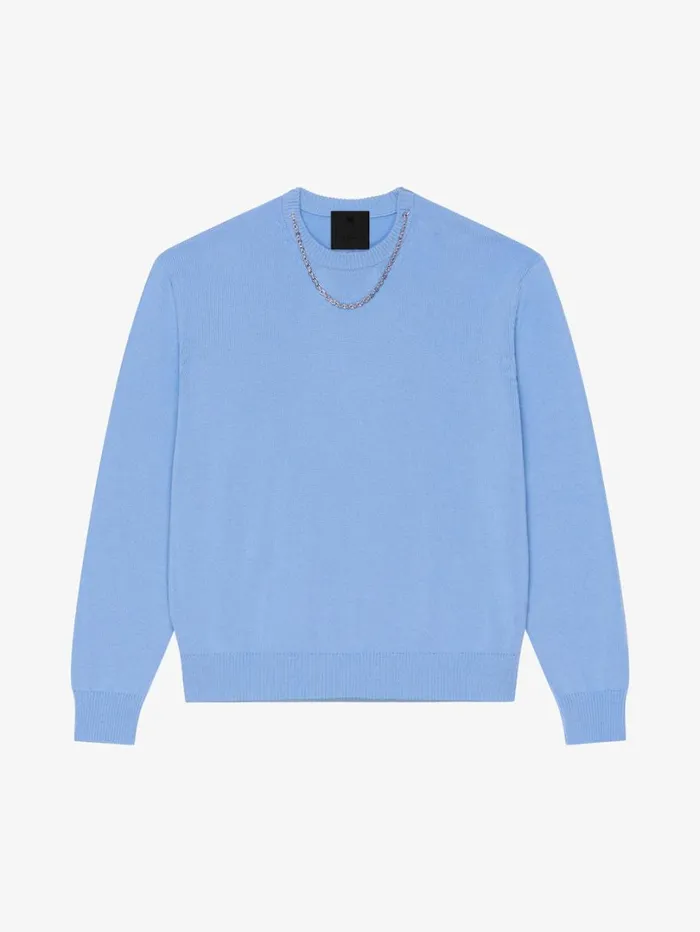 Givenchy Sweater In Cashmere With Chain Detail Cornflower Women Knitwear