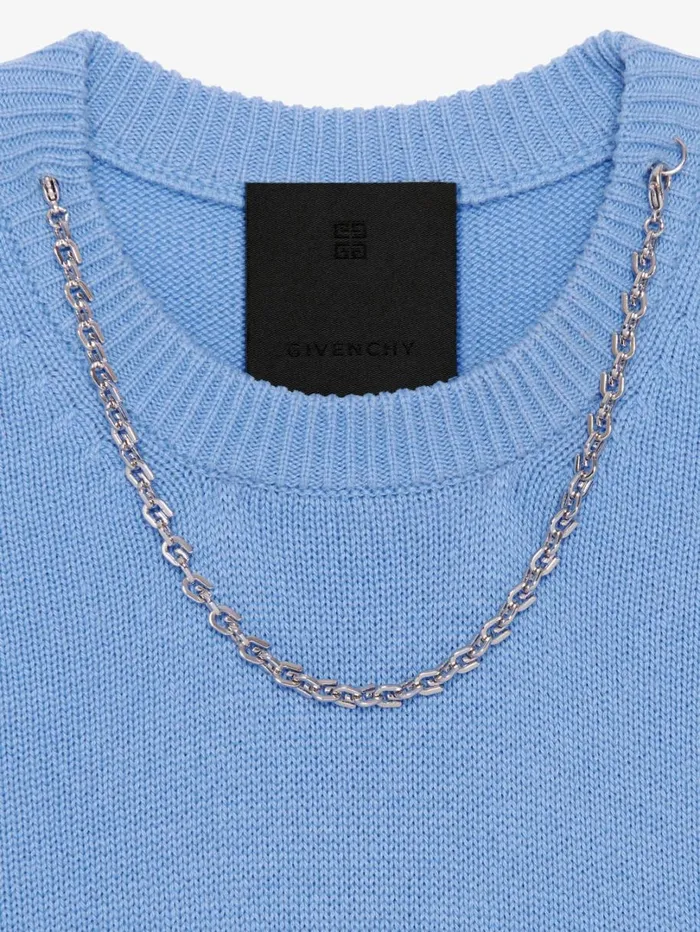 Givenchy Sweater In Cashmere With Chain Detail Cornflower Women Knitwear