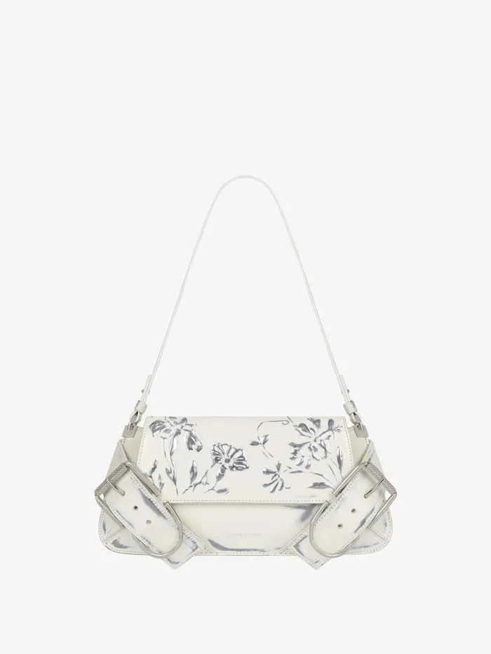 Givenchy Voyou Shoulder Flap Bag In Leather With Floral Pattern Ivory Women Shoulder Bags